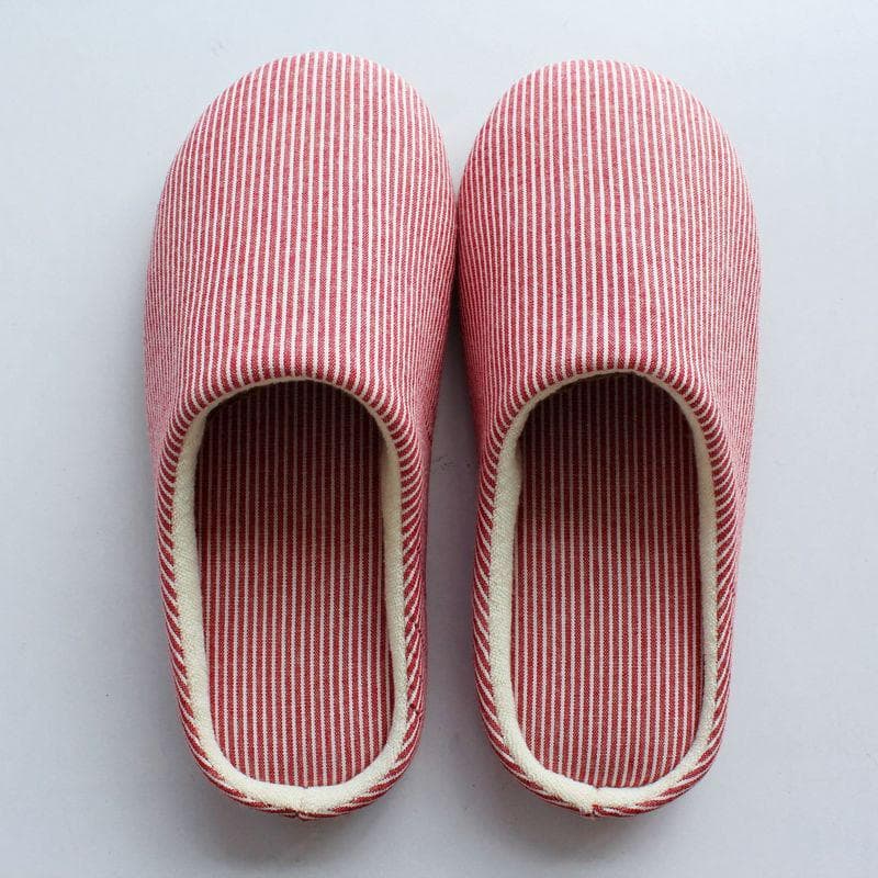 Japanese-Style Cotton Slippers: Silent, Non-Slip, Soft-Soled Indoor Footwear for Men and Women Size 36-37 red