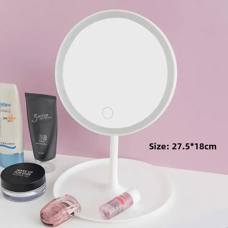 Led Vanity Mirror Intelligent Adjustable Three-color Light Vanity Mirror Desktop Fill Light Mirror One Touch Charging Model