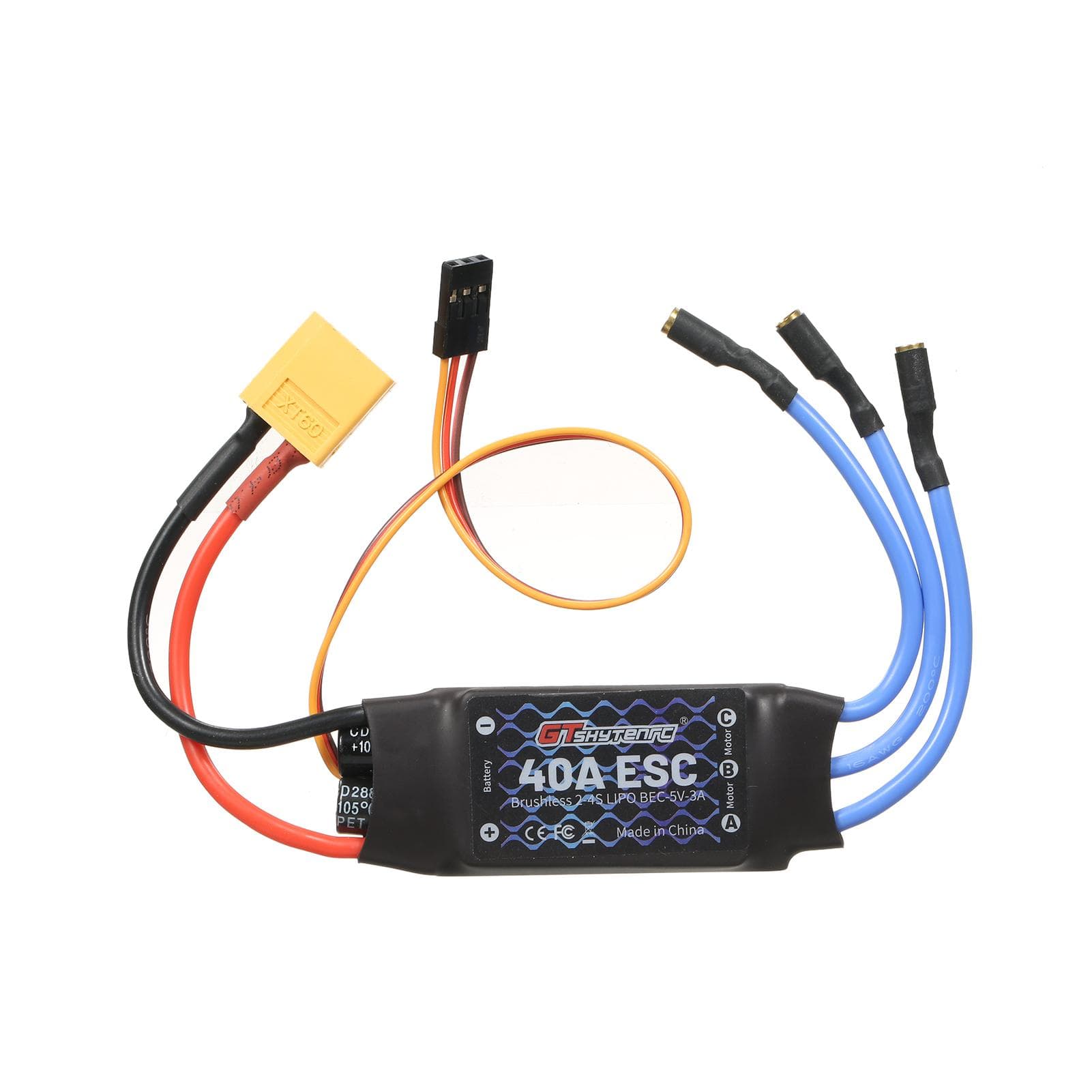 GTSKYTENRC 2-4S 40A Brushless ESC Motor Speed Controller Remote Control BEC ESC for Fixed Wing Type 3 black