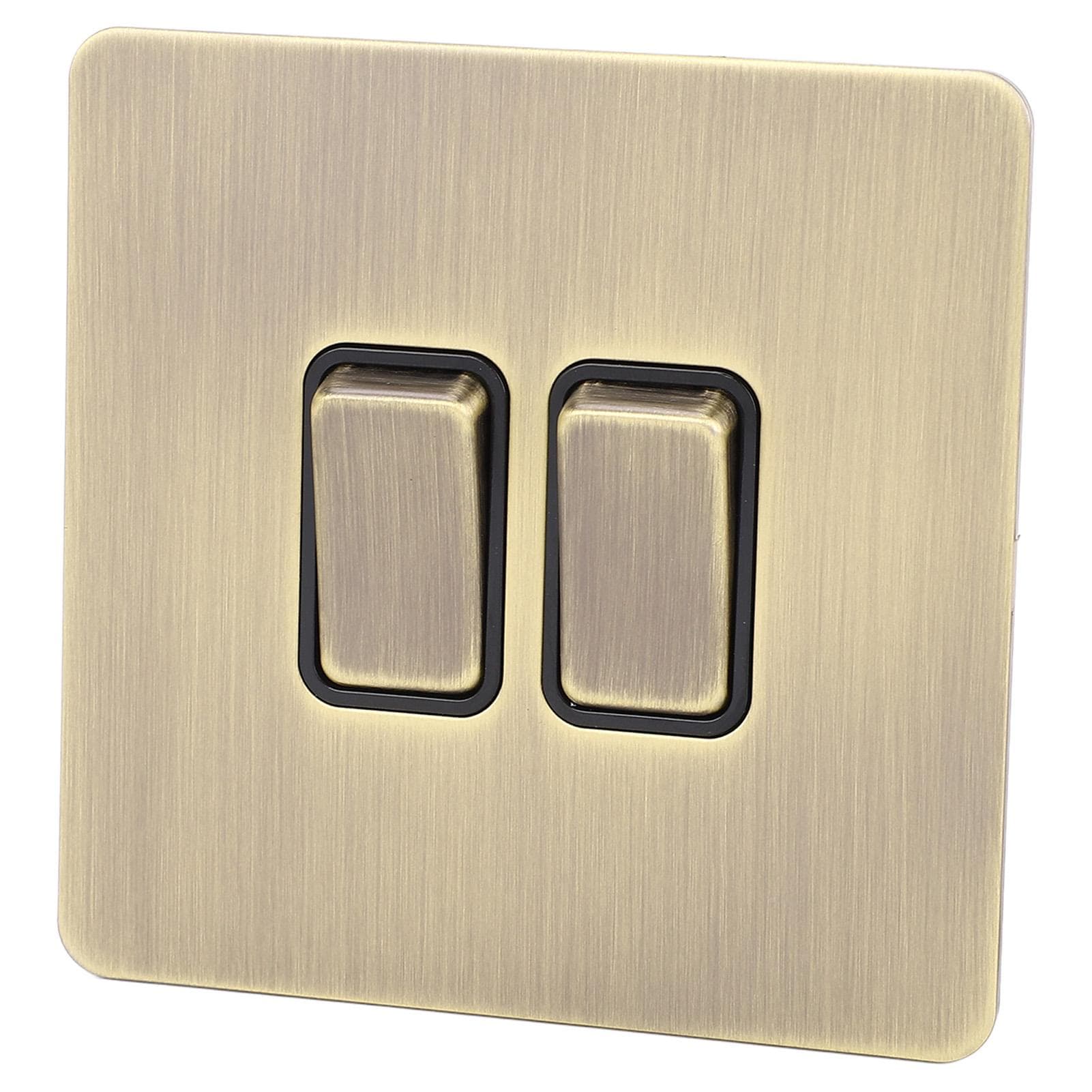 2 Gang Switch Antique Bronze Texture Elegant Decorative Stainless Steel Panel Wall Switch AC250V