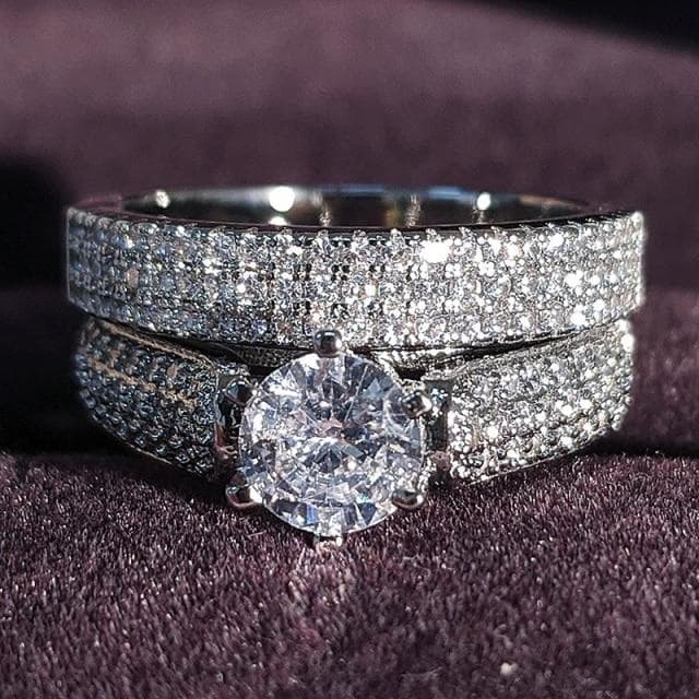 925 Sterling Silver Luxury Bold Big Wedding Rings Set for Bridal Women Engagement African Finger Christmas Gift Jewelry R4428 7