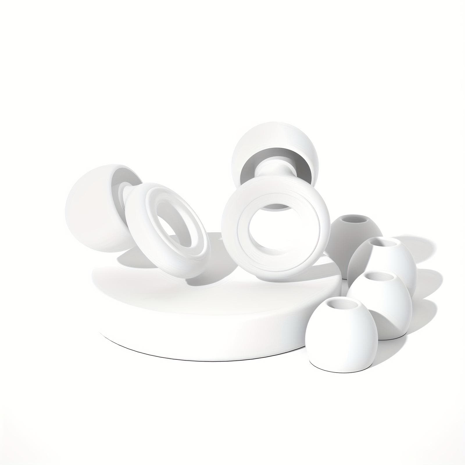 Reusable Silicone Earplugs for Sleeping & Swimming - 35dB Noise Reduction, Includes 2 Pairs of Caps, Ideal for Snoring, Studying white