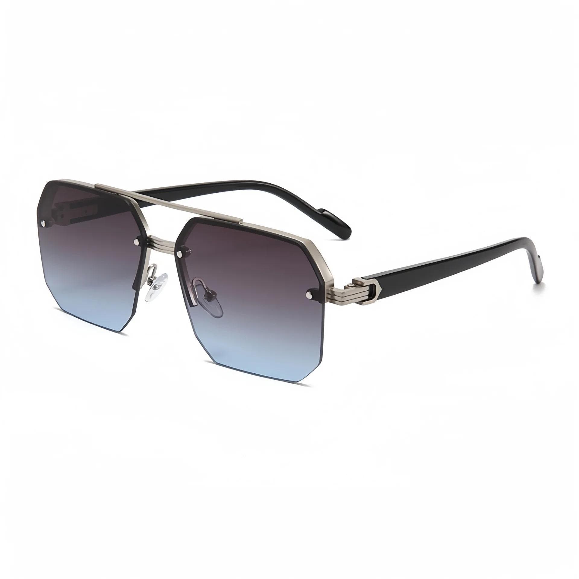 Trendy Aviator Sunglasses for Men Women Retro Double Bridge Metal UV400 Outdoor Eyewear Semi Rimless