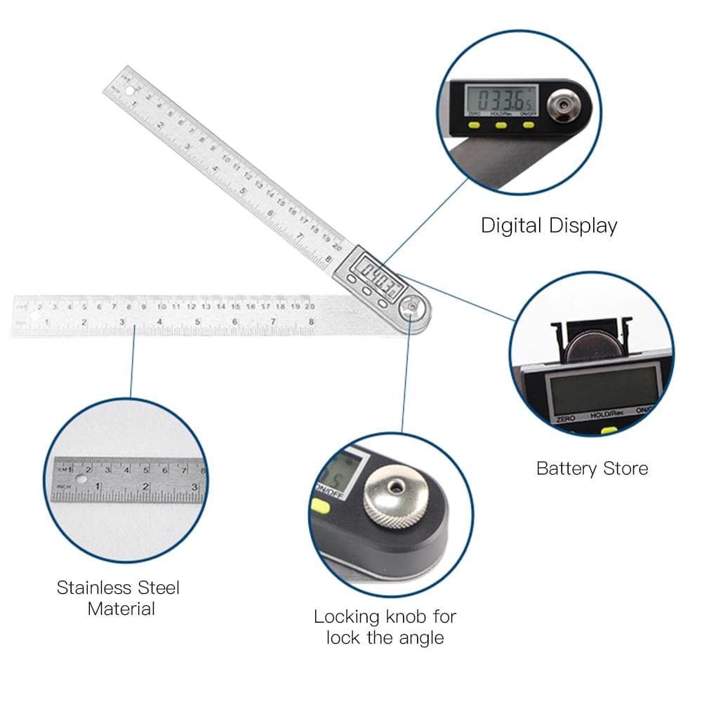 Multifunctional Digital LCD Display Angle Ruler 360 Stainless Steel Electronic Goniometer 1