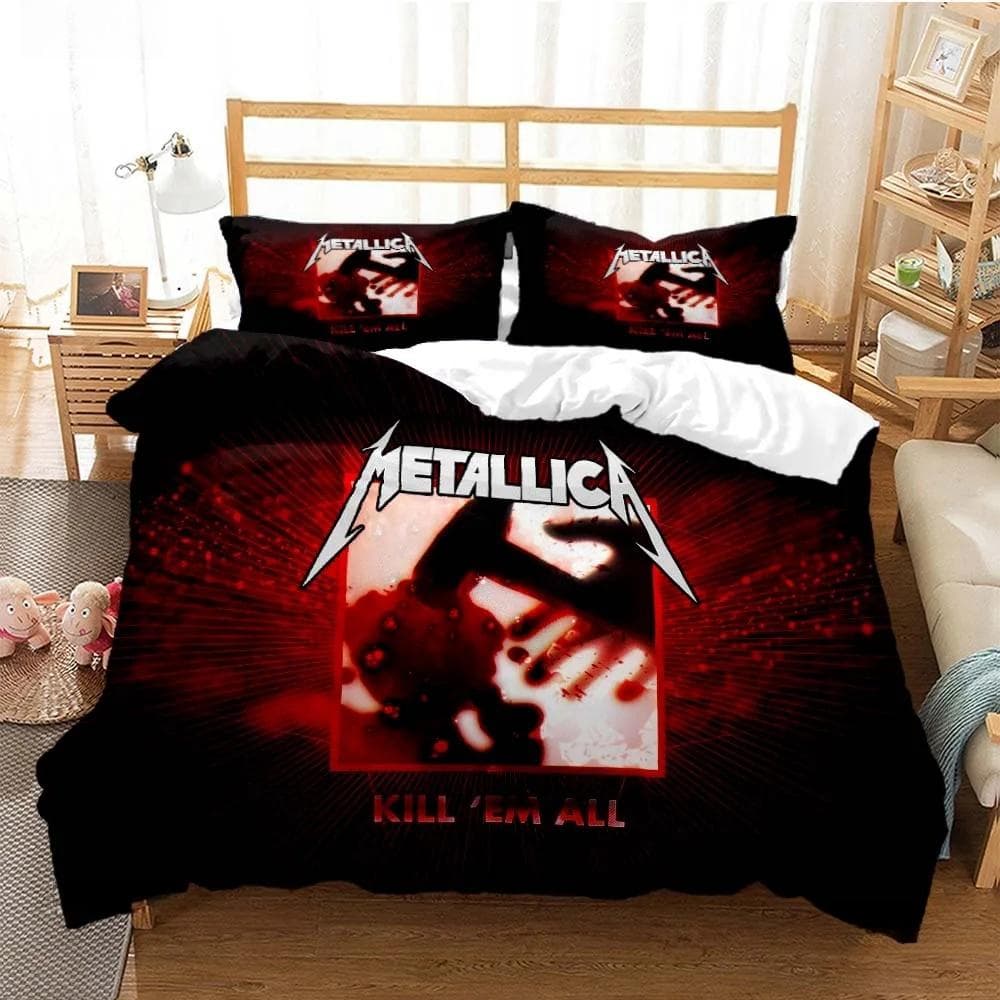 Metal Music Band M-Metallica Bedding Set Single Twin Full Queen King Size Bed Set Adult Kid Bedroom Duvet cover Set Home Textile EU Twin 135x200cm