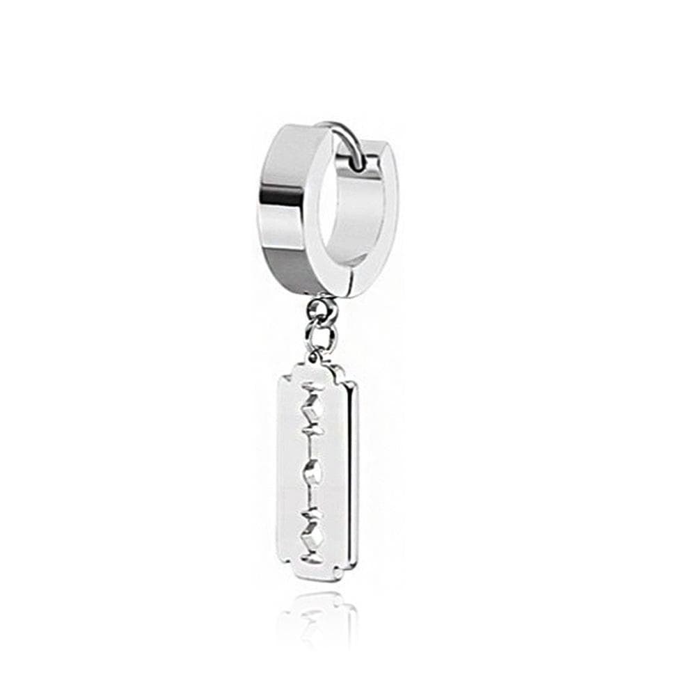 Punk Creative Hollow Blade Pendant Earring Stainless Steel for Women/Men Painless Ear Clip Ear Buckle Gothic Hip-hop Ear silver