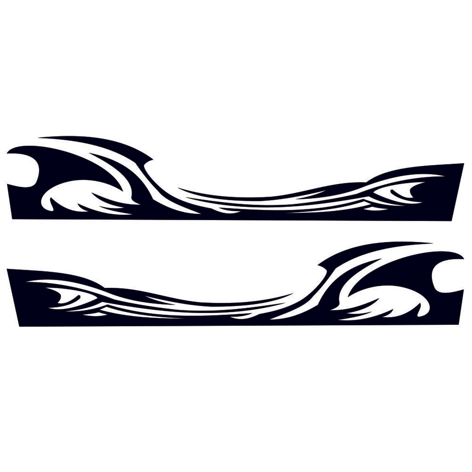 Wave Flame Graphics Car Body Side Stickers Flame Stripe Decals for Car Universal Vinyl Waterproof black
