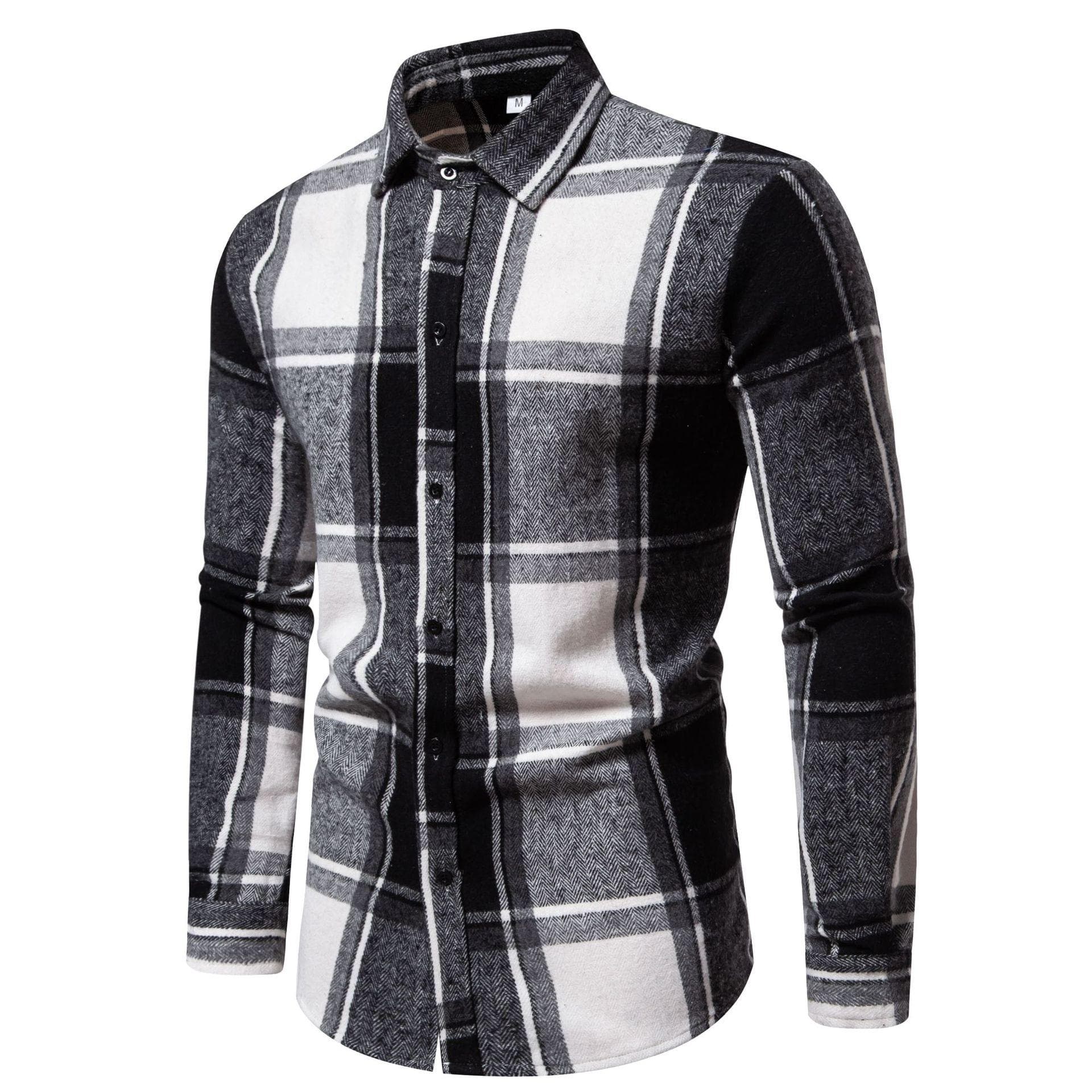 Men's Classic Retro Plaid Shirts Long Sleeve Shirt Jacket Casual Business Plaid Shirt for Men Lightweight Work Lapel Shirts XXL black