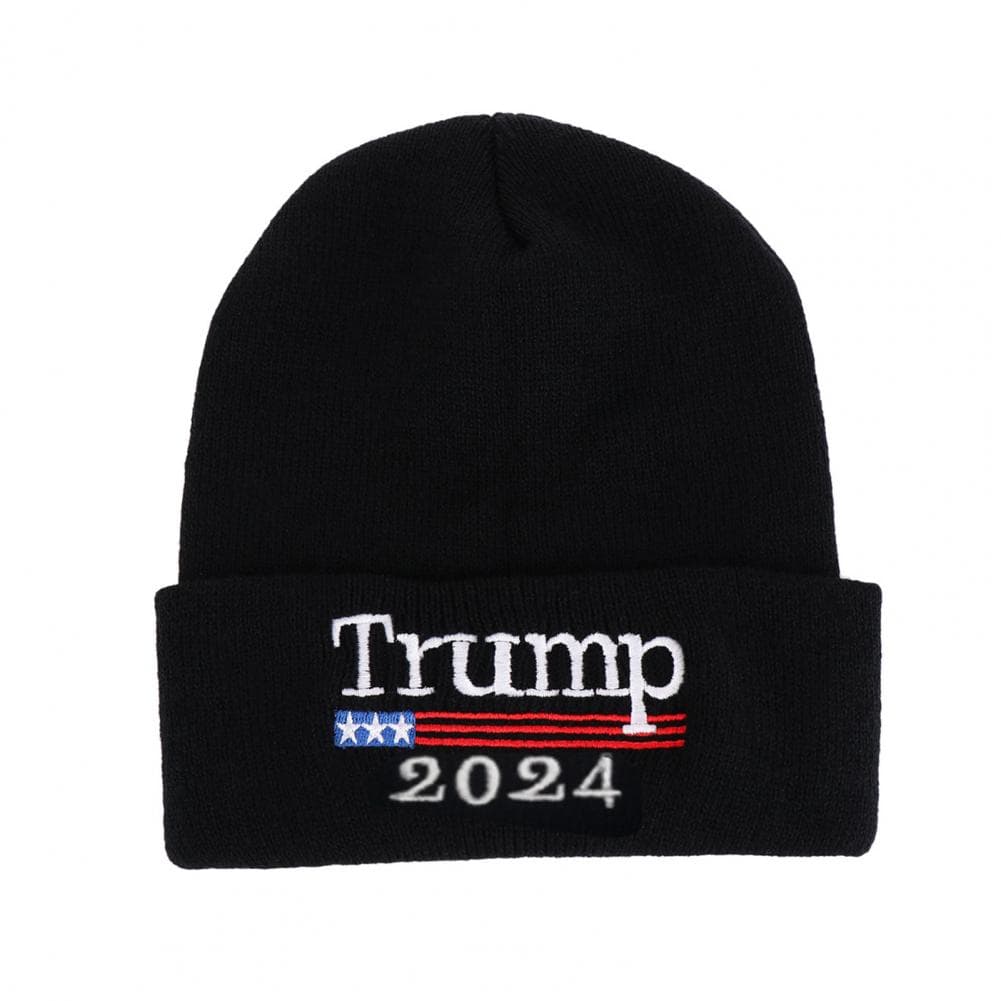 Sportswear Hat 2024 Trump Campaign Rally Hat Thick Embroidered Unisex Beanie for Winter Windproof Solid Color Cap for Trump black