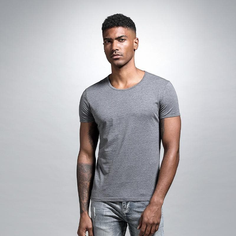 Men's Slim Fit Solid V-Neck White T-Shirt - Short-Sleeved, Sweetheart Collar, Tight Bottoming Shirt 3XL