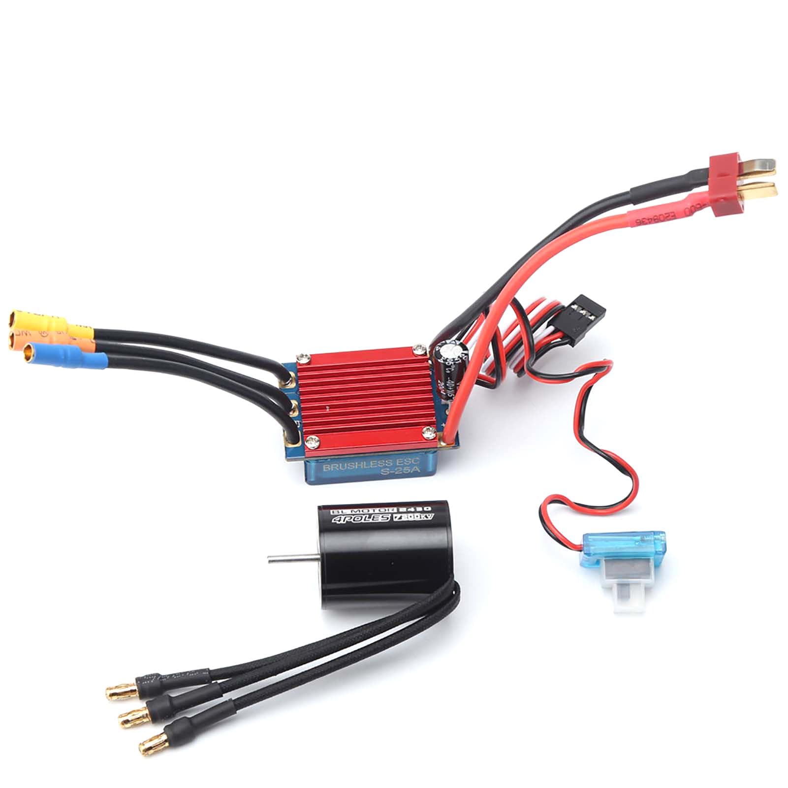 2430 7200KV 4P Sensorless Brushless Motor with 25A Brushless ESC(Electric Speed Controller)for 1/16