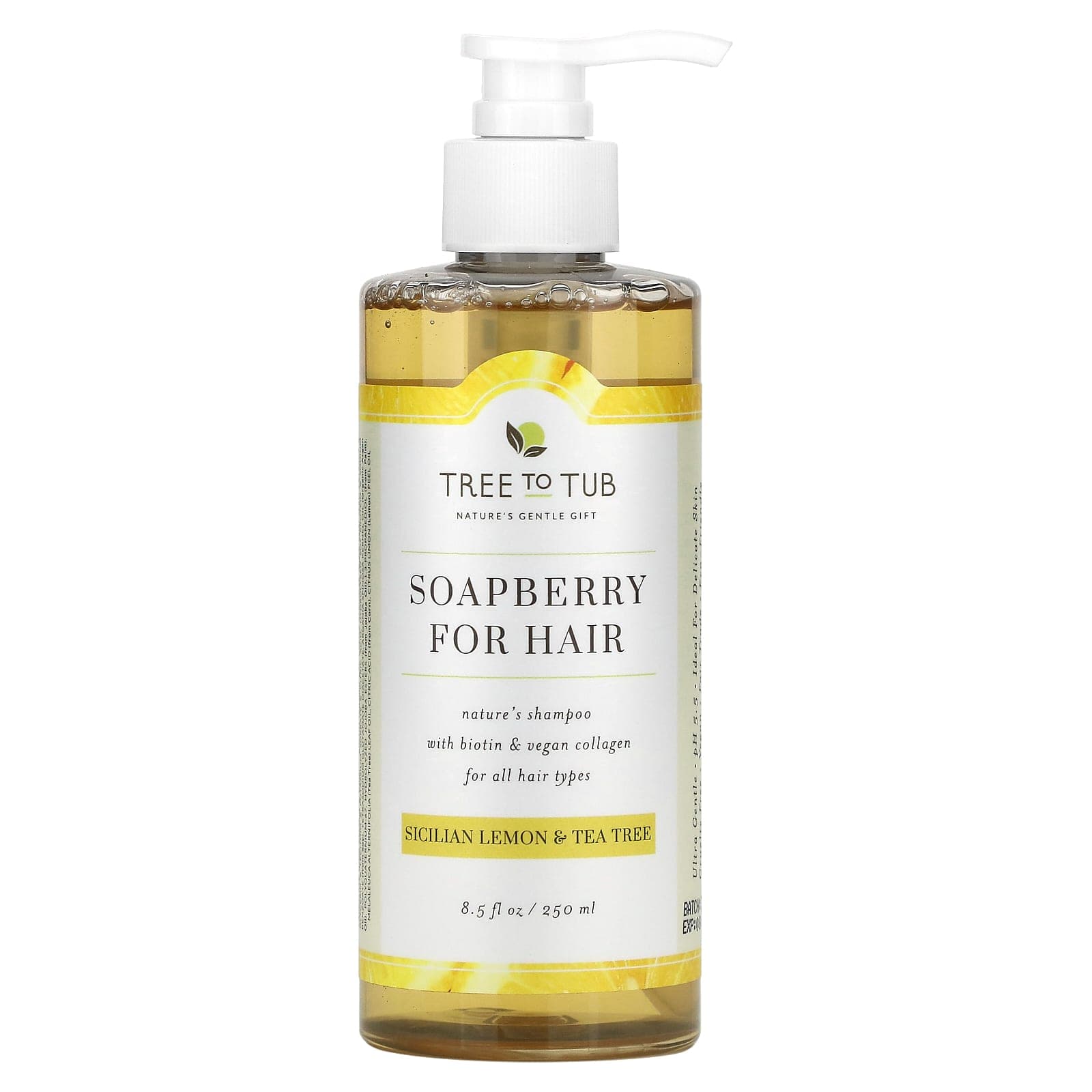 Tree To Tub, Soapberry Hair Shampoo, All Hair Types, Sicilian Lemon & Tea Tree, 8.5 fl oz (250 ml)