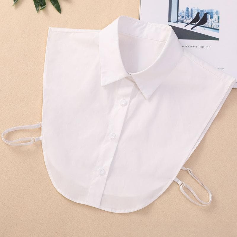 Women's Cotton Fake Collar, Simple Half Shirt Style Fake Collar, Versatile and Convenient Detachable Collar white