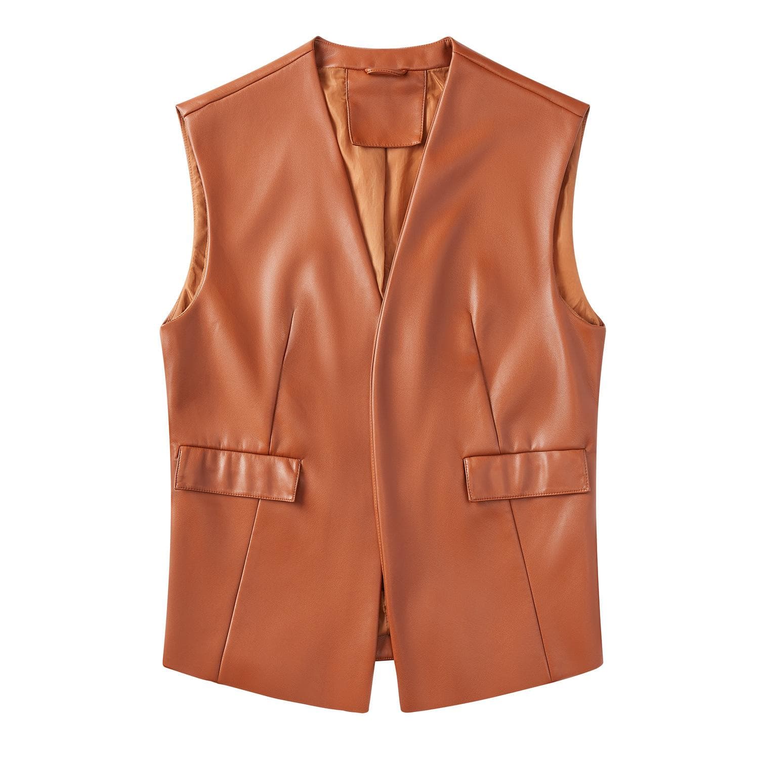 Sleeveless PU Leather Vest Loose Large Size Vest Cardigan Short Coat for Women 3XL
