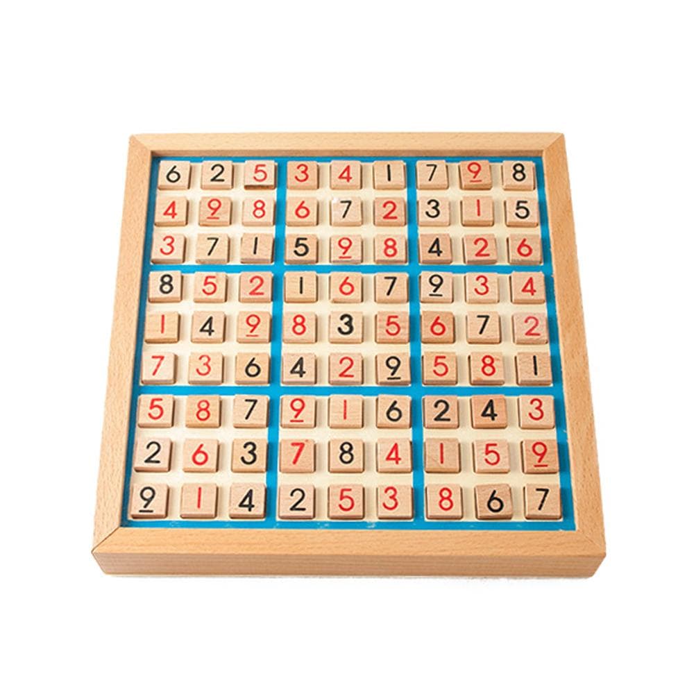 Wooden Sudoku Board Game with Drawer 81Grid Chessboard Educational Puzzle Toys Train Logical blue