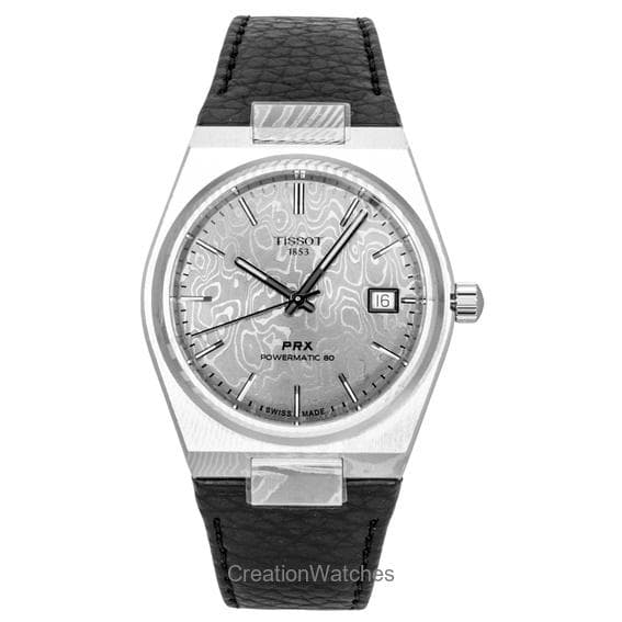 Tissot PRX Damascus Steel Synthetic Strap Grey Dial Automatic T137.807.96.081.00 100M Men's Watch grey