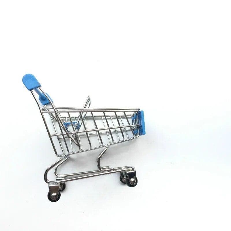 Mini Supermarket Shopping Cart Children's Home Toys Can Store Small Ornaments Small Snacks 13.5x9.5x14cm baby blue