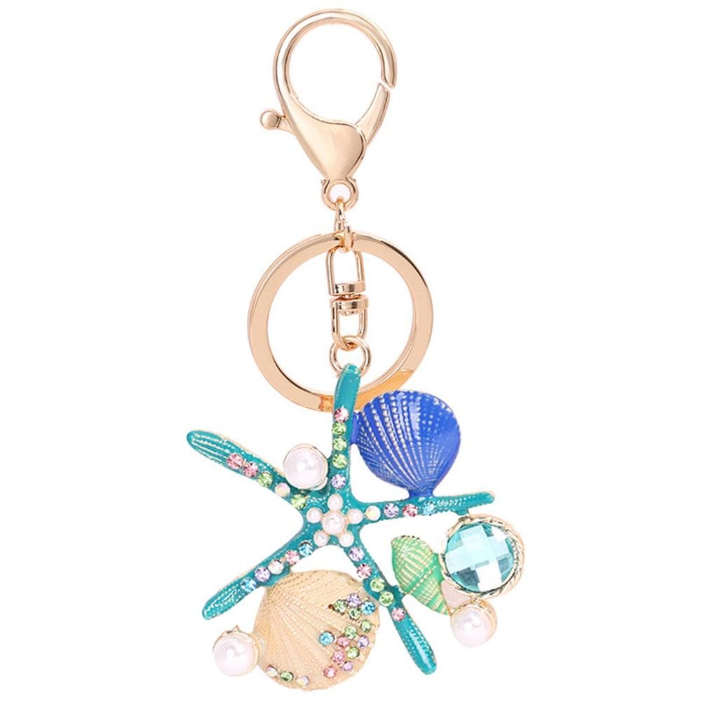 SeashelL shaped Pendant Keychain Resin Key Ring Bag Hanging Ornament (Blue) blue