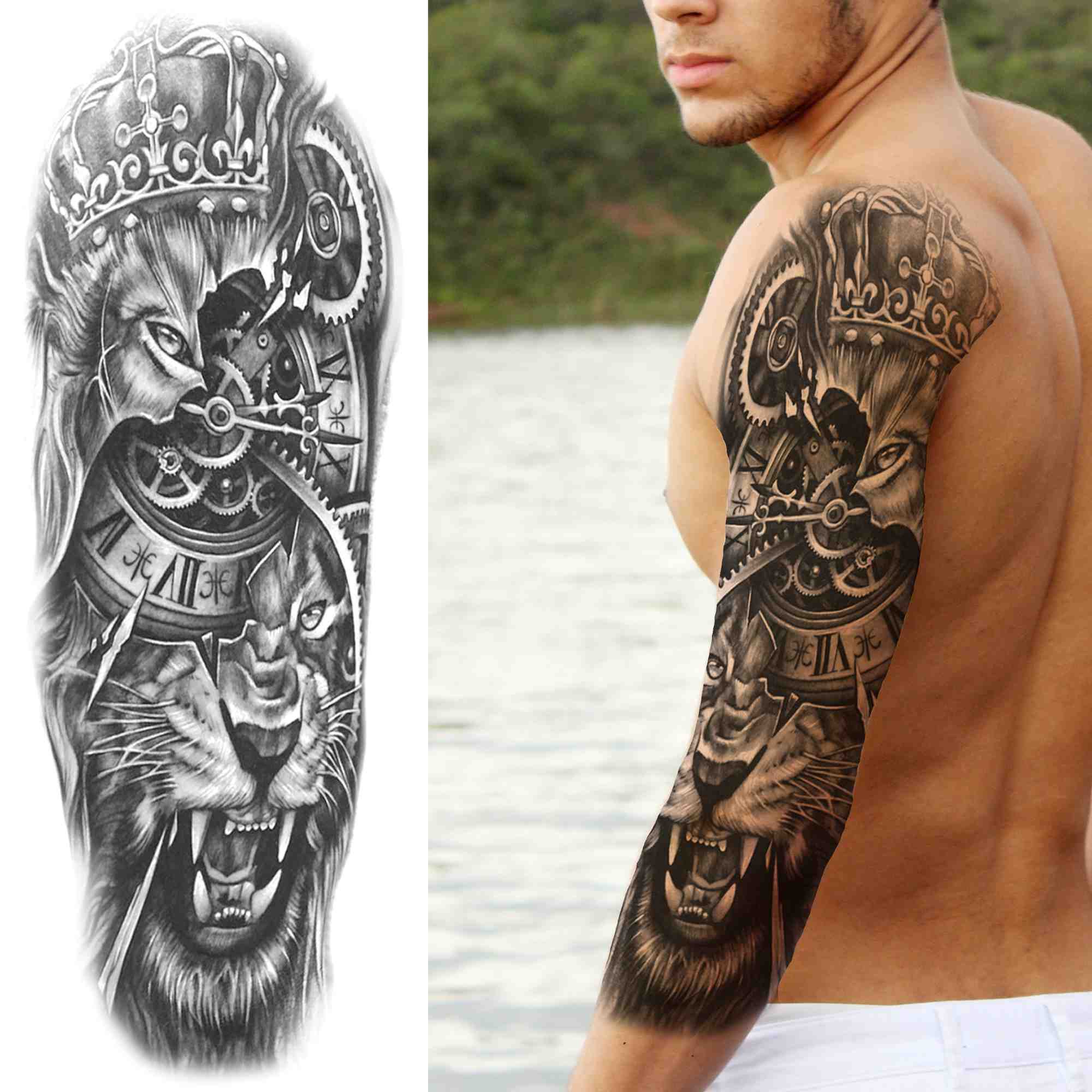 India Maori Totem Temporary Tattoos For Men Women Adult Black Skull Tribal Tattoo Sticker Sleeve Fake Waterproof Tatoos Dacel