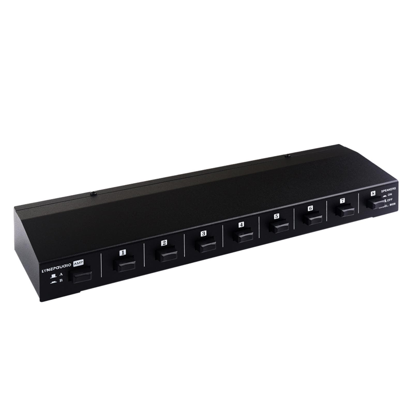 LYNEPAUAIO B028 2 In 8 Out Power Amplifier and Loudspeaker Box Switcher, 8 Channel Speaker 2 in 8 out black
