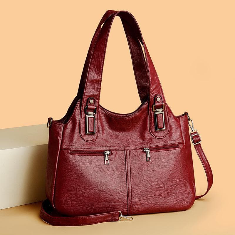Women's Large-Capacity Retro Shoulder Handbags - Fashionable and Versatile for European and American Styles. red