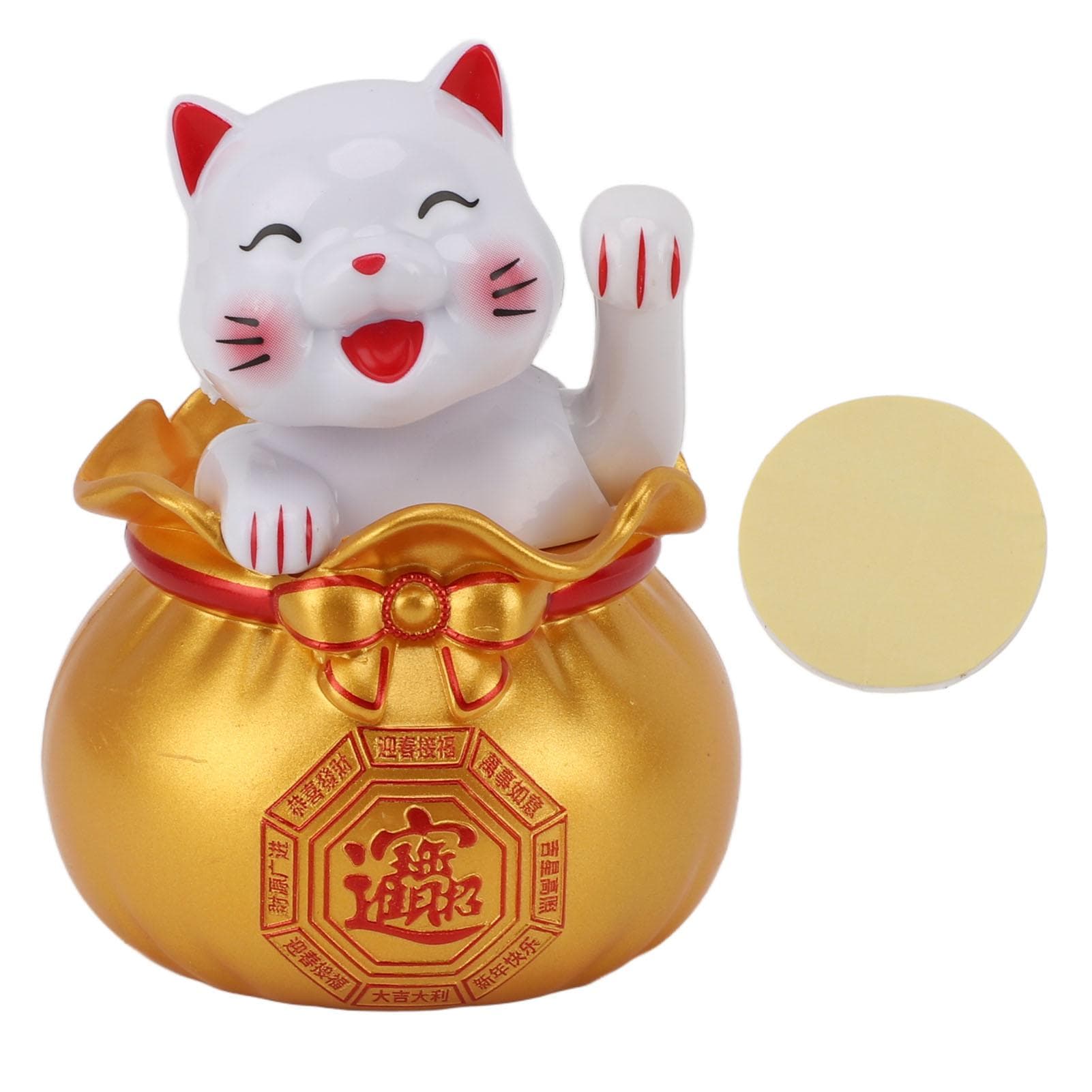 Solar Powered Lucky Cat Lucky Wealth Welcoming Cat Car Decor Desktop Cash Register Opening