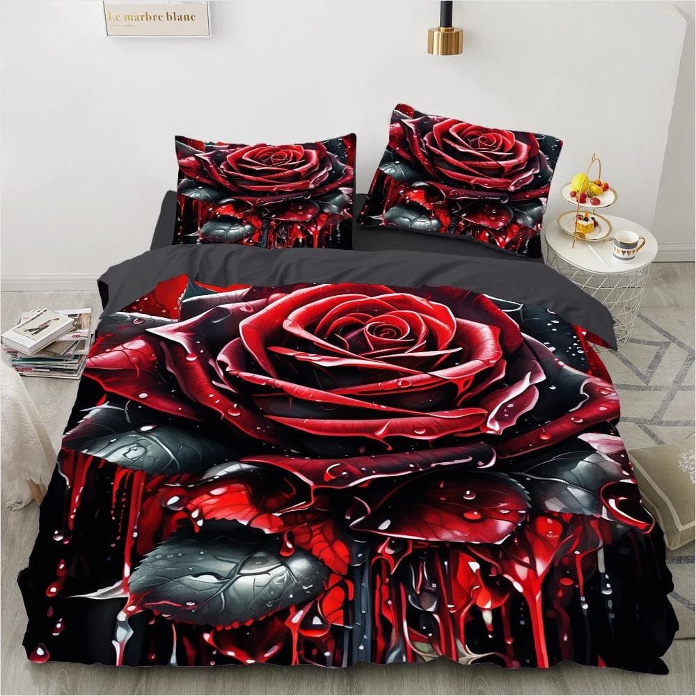 Red Roses Duvet Cover Set Queen Size King Full 3D Bedding Sets Flower Pillowcase QuiltComforter Cover sets Linens Bed 140x200 70x133cm 2pcs