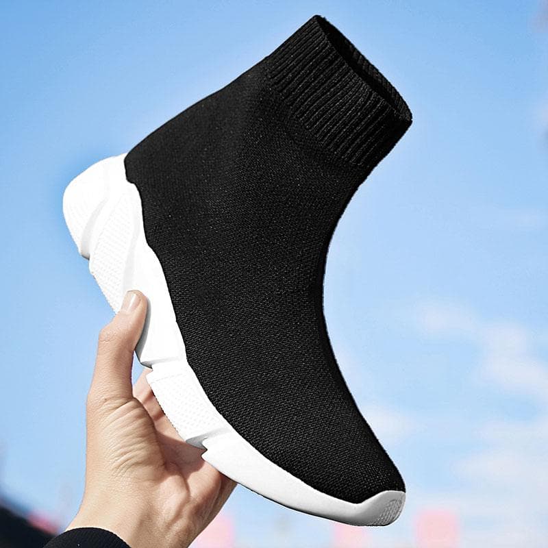 Ankle Boot Women Socks Shoes Female Sneakers Casual Elasticity Wedge Platform Shoes Mujer Soft Sole 37 black white