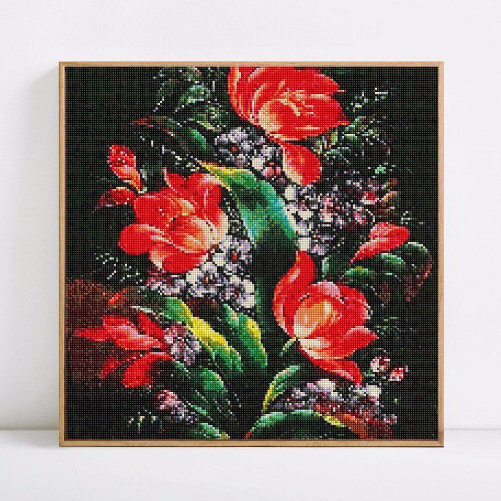 Diamond Painting With Round Stones Flowers Diamond Embroidery Sale Flower Pictures With Rhinestones 30x30
