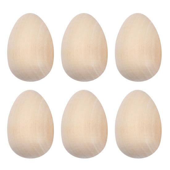 6Pcs Wooden Simulated Egg Creative DIY Graffiti Painted Wooden Easter Eggs for Holiday Home Decoration L