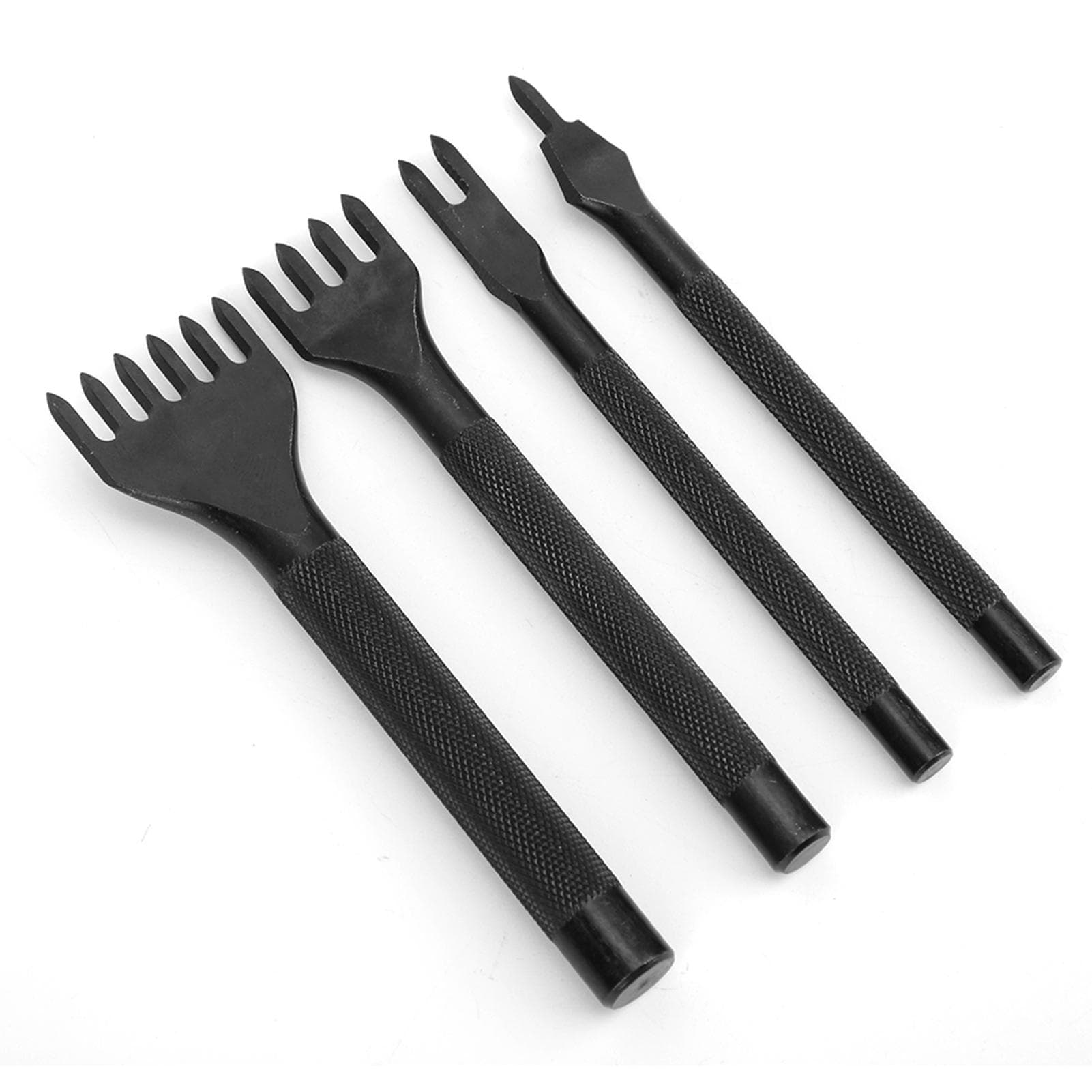 4 Pcs Prong Chisel Kit Leather Craft DIY Tool Black Electroplating Leather Craft Chisel5mm