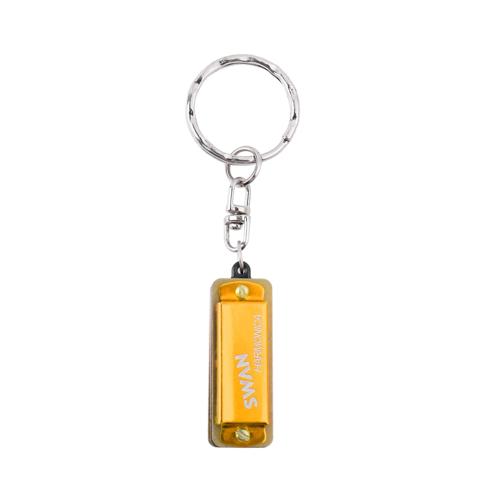 SWAN Keychain Harmonica 4 Holes 8 Tones Key of C Small Harmonica Hanging Decoration Mini Music gold