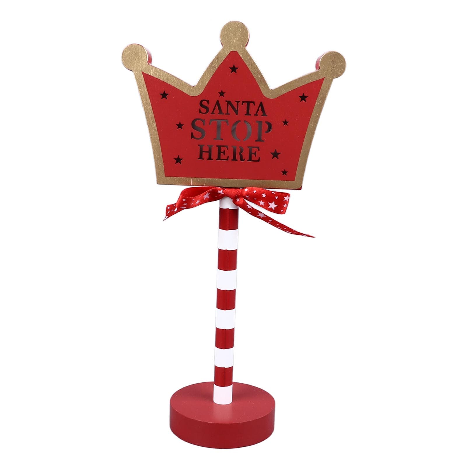 Christmas Stop Here Decor Metal Solid Wood LED Delicate Santa Stop Here Tree Topper for Christmas