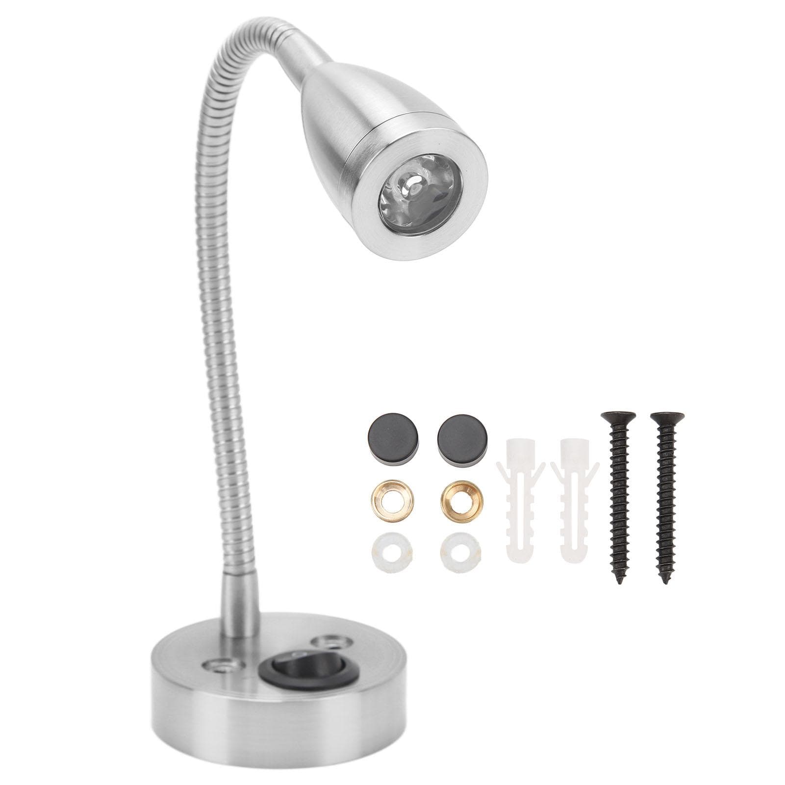 RV LED Bedside Light 360 Degree Swivel Flexible Goosneck Light for DC 12V to 24V Boat Camper Truck silver