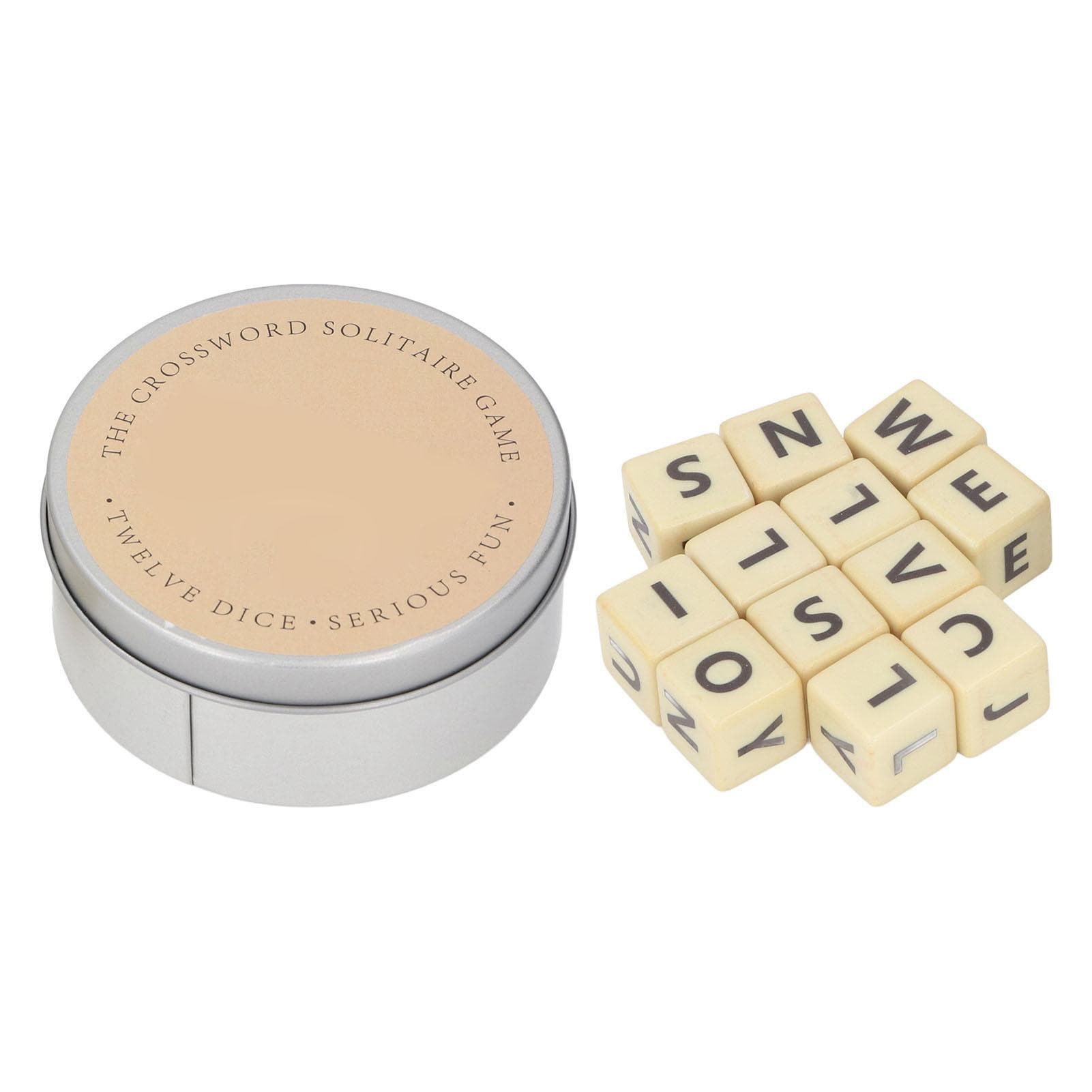 Crossword Game with 12 English Letter Dices Plastic Travel Scrabble Game with Storage Case for silver
