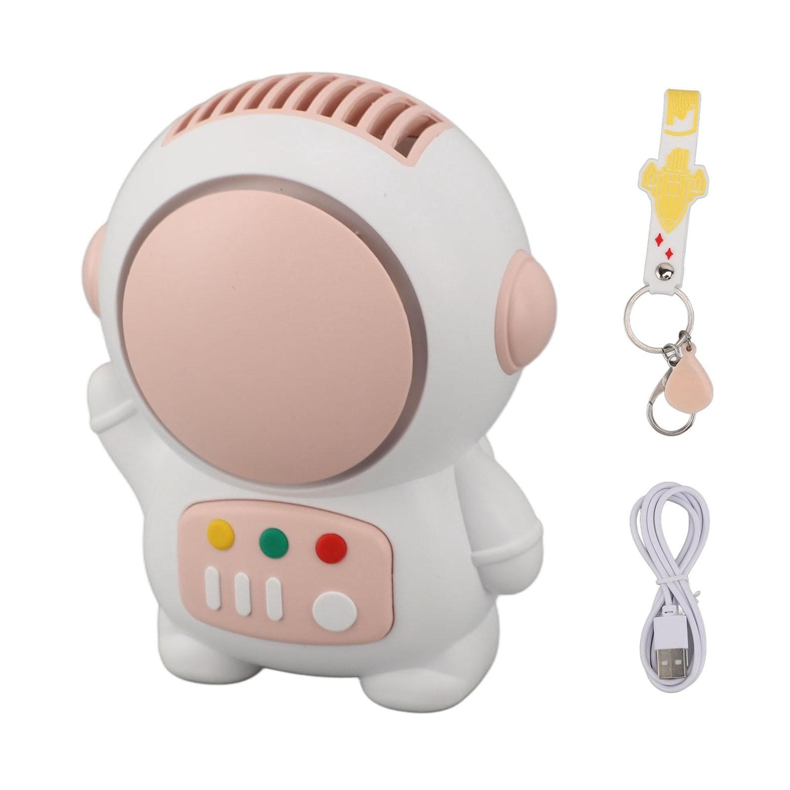 Astronaut Mini Fan Pink USB Rechargeable Quiet Bladeless 2 Speed Adjustments Handheld Astronaut Fan