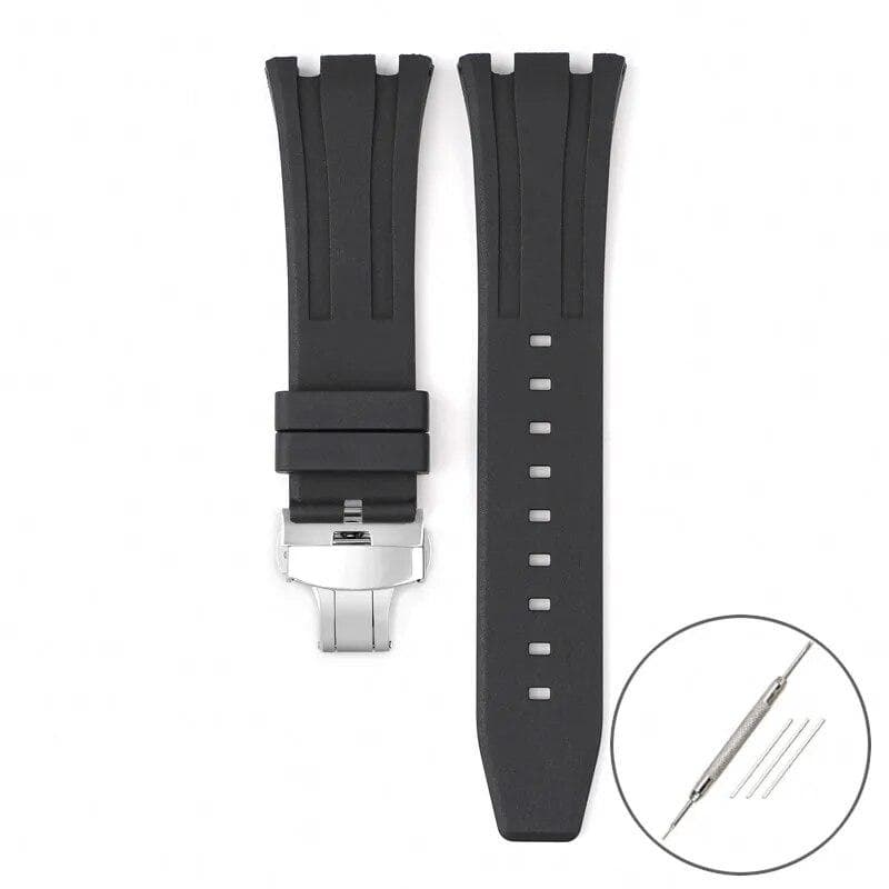 Fluoro Rubber Strap for Audemars Piguet Royal Oak 15400 15500 26331 Butterfly Buckle Men Soft FKM Replace Watch Band for AP 26mm 26mm