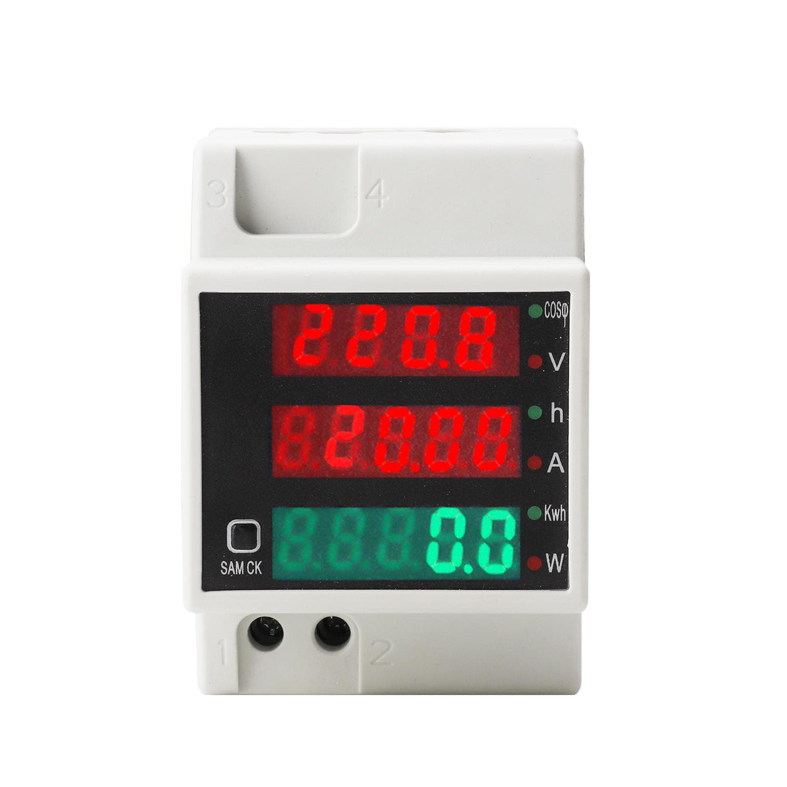 AC80-300V 100A Digital Energy Meter DIN Rail Multimeter Electric Power Meter kWh Meter white