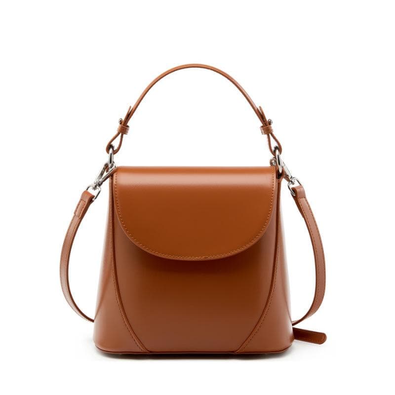 Niche Design Leather Crossbody Bag Female Simple Cylinder Bag Senior Sense Single Shoulder Baguette Bag 22*10*20 brown