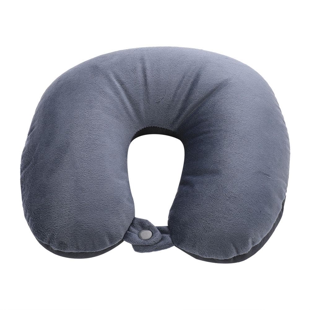 Soft Elastic U shaped Travel Pillow Neck Support Office Rest Cushion with Buckle(Gray) grey