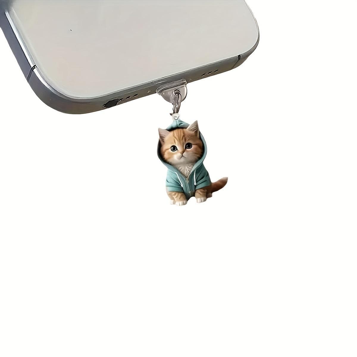 2D Acrylic Flat Cat Dust Plug For Iphone Lightning Connector And Type-C Oval Connector Dust Plug Pendant Hanging Decoration Type-C Connector