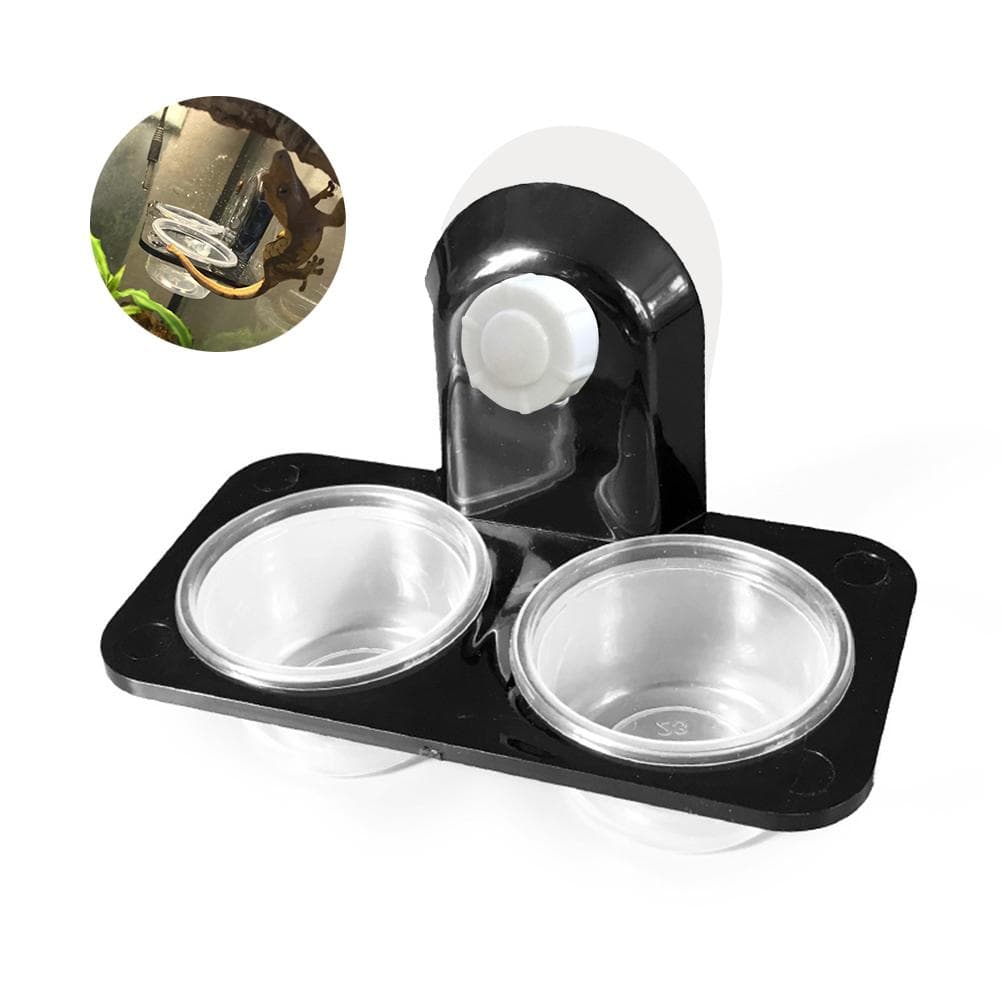 Reptile Food Bowl Insect Breeding Container Wall Hanging Water Dispenser for Spiders Lizards black