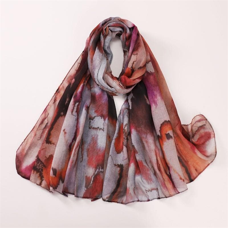 Fragrant Cloud Silk Vintage Scarf Shawl Watercolor Scarf Printed Sun Protection Headscarf