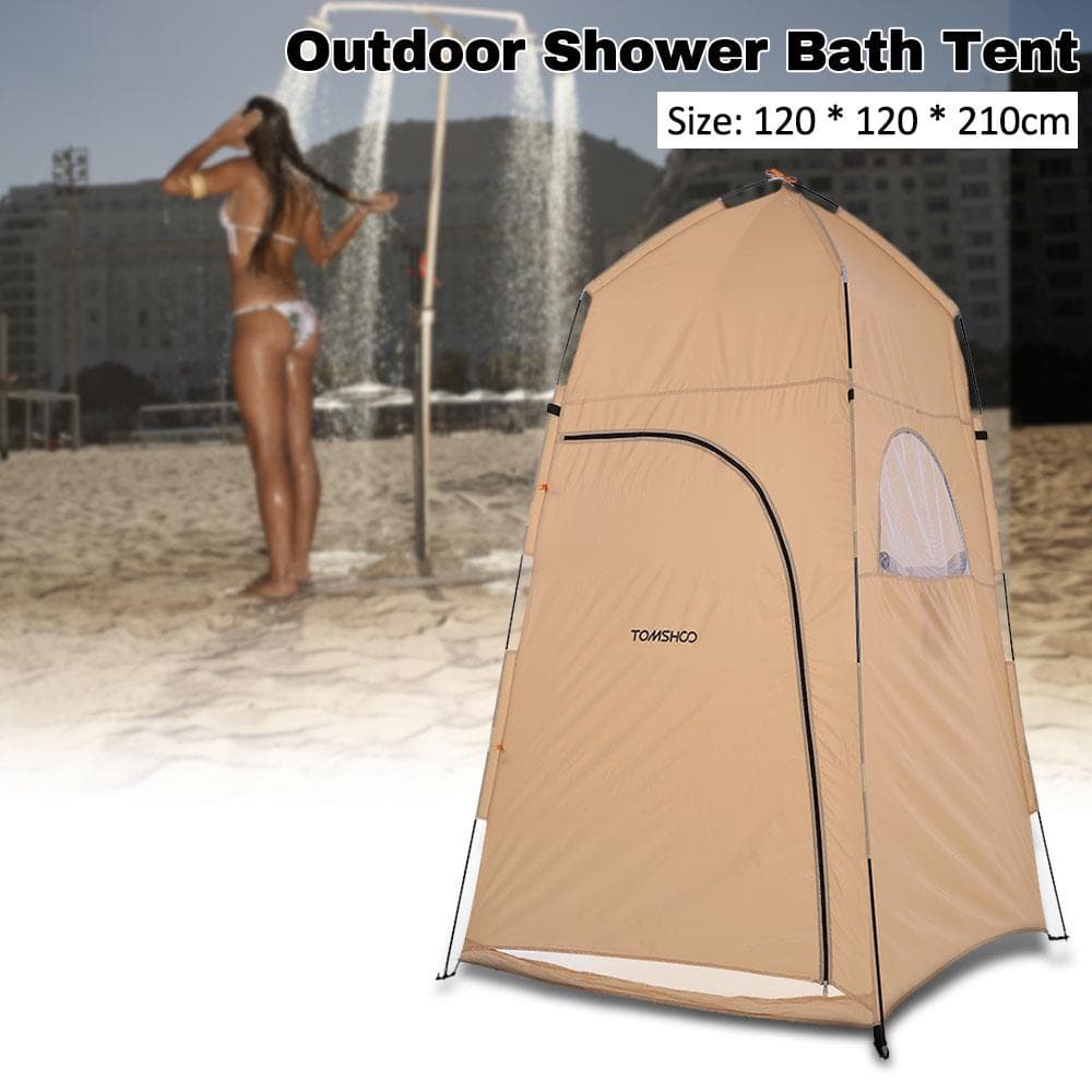 TOMSHOO Portable Outdoor Shower Bath Changing Fitting Room Tent Shelter Camping Beach Privacy Toilet beige