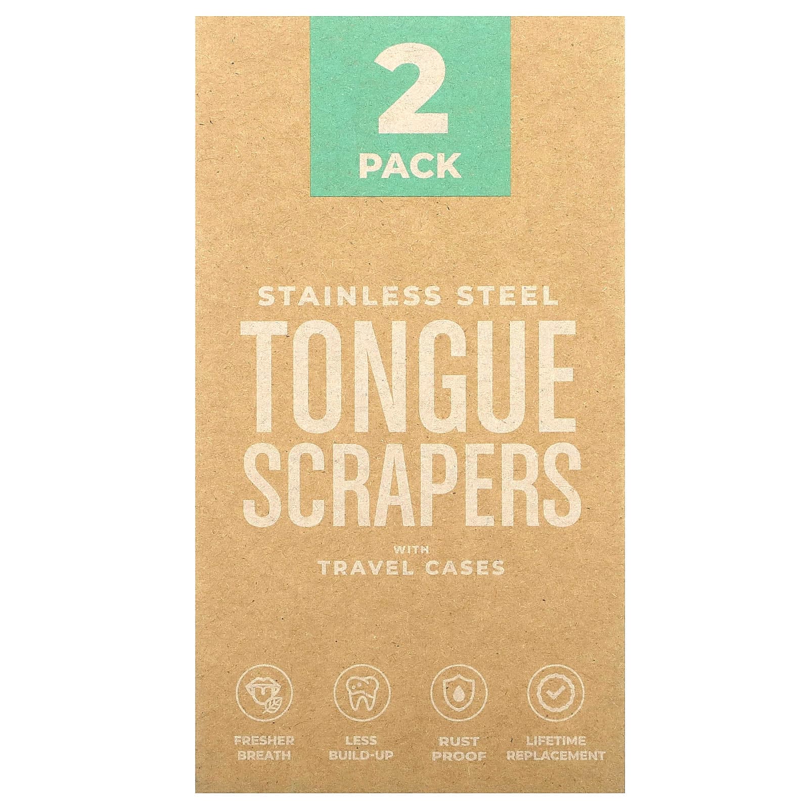 basicConcepts, Stainless Steel Tongue Scraper, 2-Pack