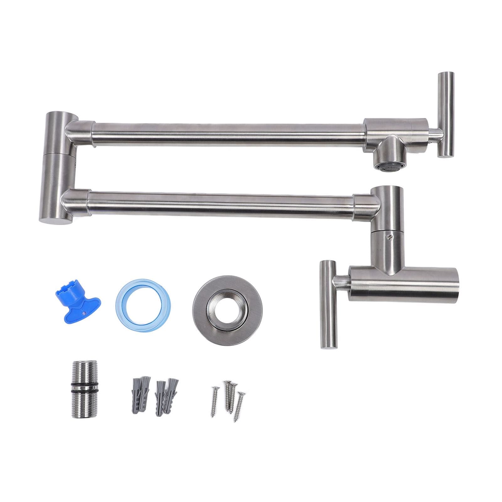 Pot Filler Faucet 304 Stainless Steel Wall Mount Folding Swing Arm Over Stove Kitchen Pot Faucet silver