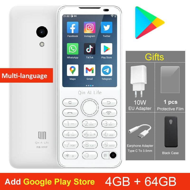 Qin F21 Pro phone Google Play white