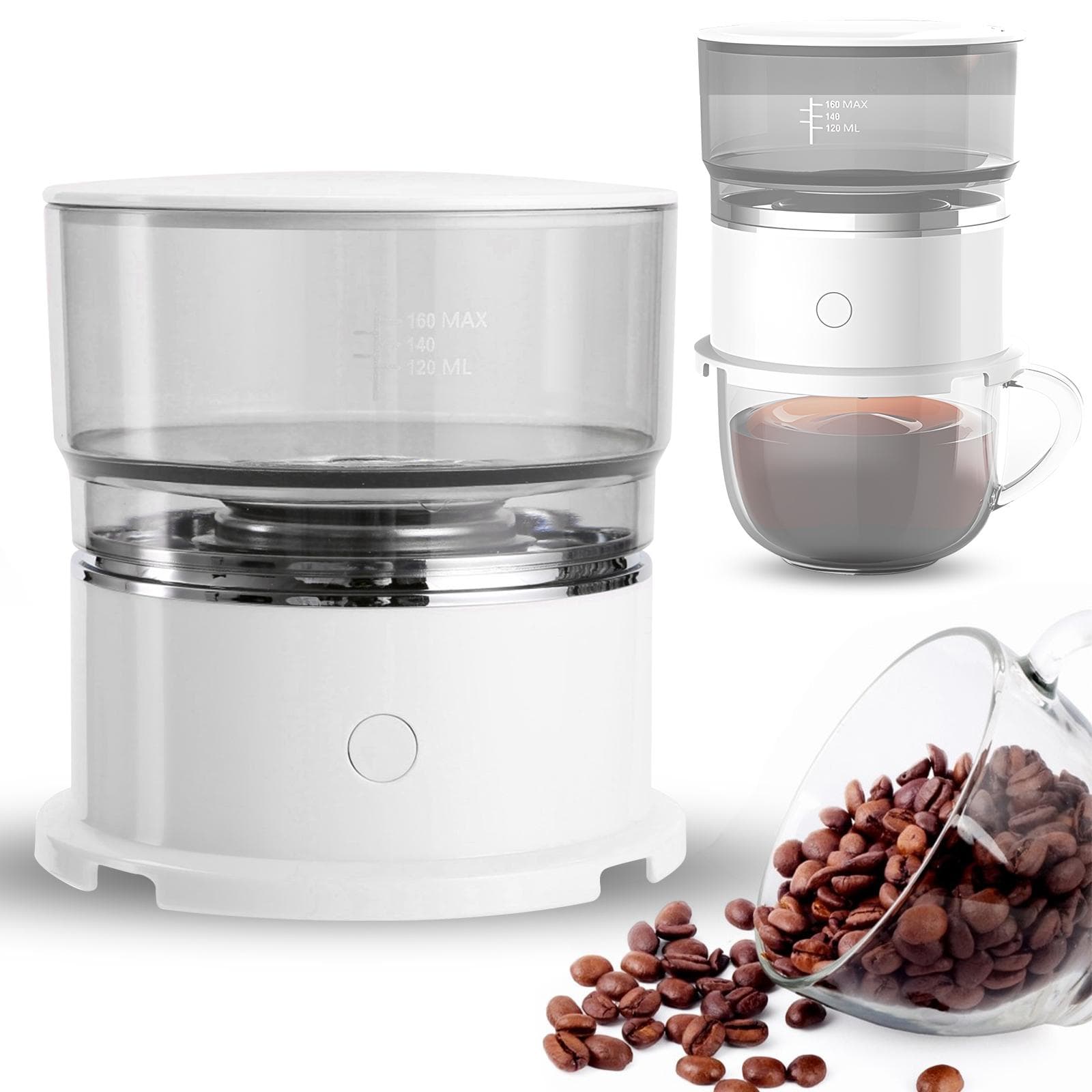 Pour Over Coffee Dripper 6.76oz 1-3 Cup Reusable Pour Over Coffee Maker Coffee Self Brewing Dripper white