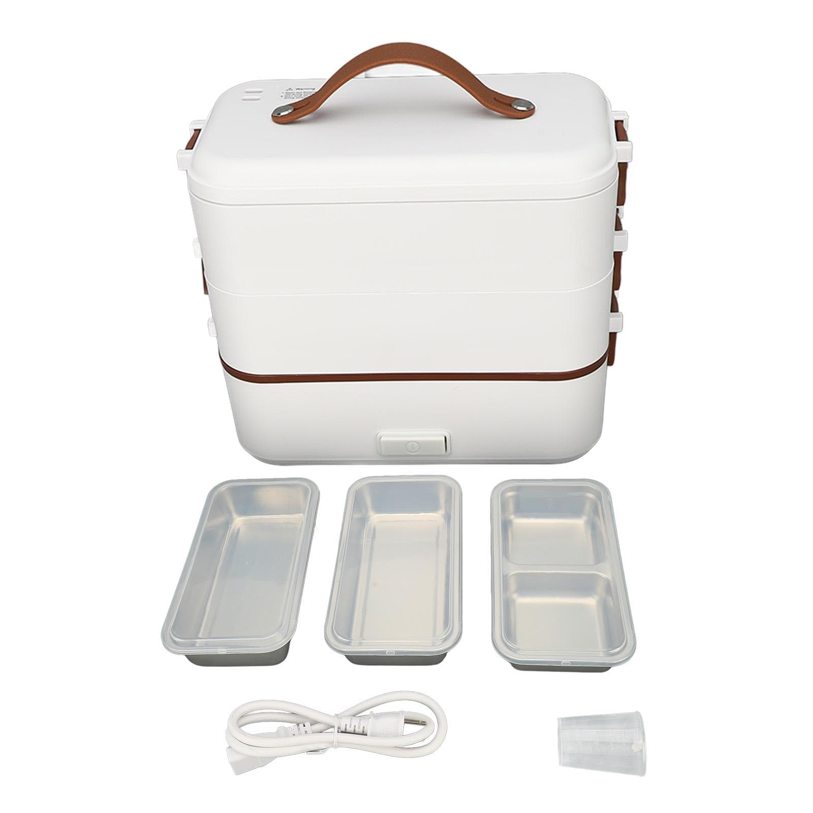 Electric Lunch Box Food Heater 3 Layer 1.2L Capacity 304 Stainless Steel Leak Proof Divided Heating L