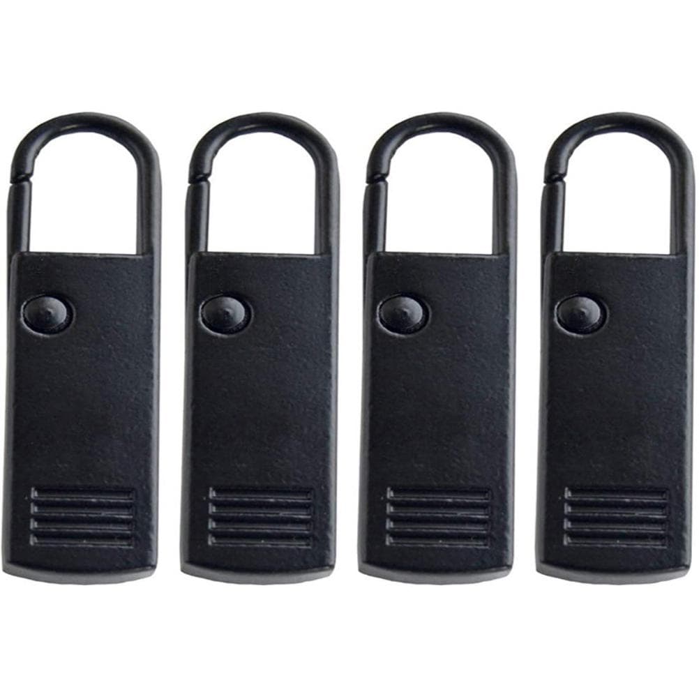 4PCS Zipper Pulls Tab Replacement Metal Zip Head Extension for Suitcase Backpack Sewing black